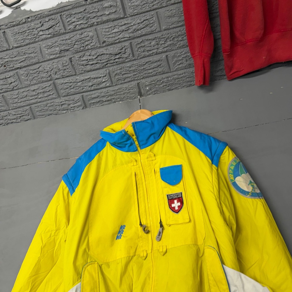 Vintage K2‎ 8611 Himalaya The One Ski Jacket Neon Yellow Blue Switzerland Sz 40